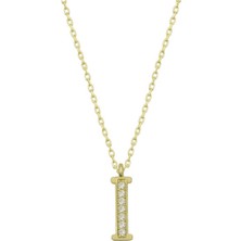 Gümüş Gold I Harfi Kadın Kolye CSR2184221