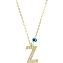 Gümüş Nazar Gold Z Harfi Kadın Kolye CSR2184351