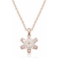 Gümüş Rose Beyaz Lotus Çiçeği Kolye CSR2180776