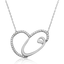 Gümüş Kalpli Vav Kadın Kolye CSR2181804