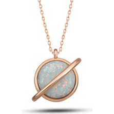 Gümüş Rose Opal Taşlı Gezegen Kadın Kolye CSR2180994