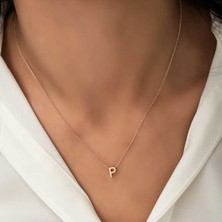 Caseras Gümüş Rose 3 Boyutlu P Harf Kadın Kolye CSR2183778