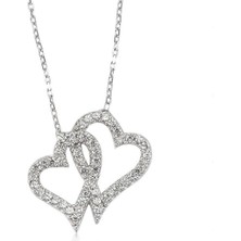 Caseras Gümüş Iki Kalp Kadın Kolye CSR2180345