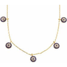 Gümüş Gold Nazarlı Şans Kadın Kolye CSR2181218