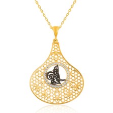 Gümüş Gold Tuğra Kadın Kolye CSR2182465