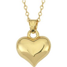 Gümüş 3 Boyutlu Gold Kalp Kadın Kolye CSR2180998