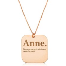 Caseras ​Gümüş Rose Anne Yazılı Plaka Kadın Kolye CSR2180621