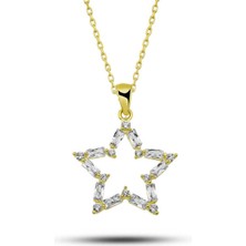 Caseras ​Gümüş Gold Baget Taşlı Yıldız Kadın Kolye CSR2184990