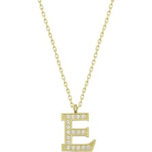 Caseras Gümüş Gold E Harfi Kadın Kolye CSR2184217