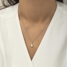 Caseras Gümüş Damla Inci Kadın Kolye CSR2183798