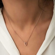 Caseras Gümüş Rose 3 Boyutlu Ü Harf Kadın Kolye CSR2183781