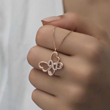 Caseras Gümüş Rose Sonsuzluk Kelebek Kadın Kolye CSR2180866
