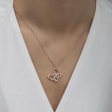 Caseras Gümüş Rose Sonsuzluk Kelebek Kadın Kolye CSR2180866