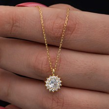 Gümüş Gold Minimal Yuvarlak Anturaj Kadın Kolye CSR2181325