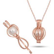 Caseras Gümüş Rose Beyaz Incili Kadın Kolye CSR2180963