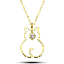 Caseras Gümüş Nisan Ayı Doğum Taşı Kedi Kadın Kolye CSR2181072