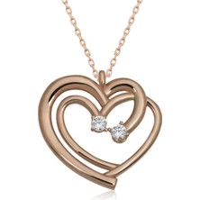 Caseras Gümüş Rose Birleşmiş Kalpler Kadın Kolye CSR2180856