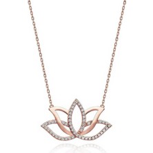 Caseras Gümüş Rose Lotus Çiçeği Kolye CSR2180839