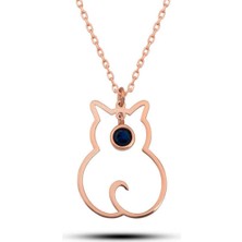 Caseras Gümüş Eylül Ayı Doğum Taşı Kedi Kadın Kolye CSR2181052