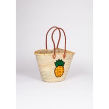 Ananas Desenli Hasır Çanta