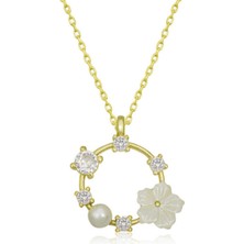 Caseras Gümüş Gold Manolya Çiçeği Kadın Kolye CSR2180906