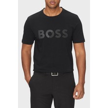 Boss Logo Baskılı  Pamuk Regular Fit Bisiklet Yaka T Shirt Erkek T Shirt 50530990 001