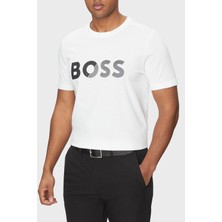 Boss Logo Baskılı  Pamuk Regular Fit Bisiklet Yaka T Shirt Erkek T Shirt 50530990 100