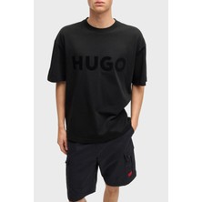 Hugo Logo Baskılı  Pamuk Oversize Fit Bisiklet Yaka T Shirt Erkek T Shirt 50525765 001