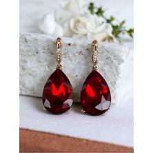 Fayra Accessories Kristal Taşlı Büyük Su Damlası Sallantılı Küpe