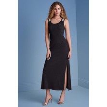 Kolsuz Siyah Kaşkorse Elbise