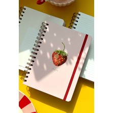 Matt Notebook A5 15X21 cm Spiralli Lastikli Çizgili Tarihsiz Not Defteri Çilek