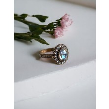 Kristal Taşlı Oval Yüzük