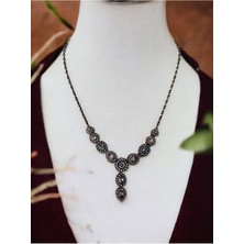 Fayra Accessories Zirkon Taşlı Yuvarlak Oval ve Su Damlası Anturaj Elmas Montür Kolye