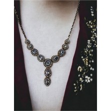 Fayra Accessories Zirkon Taşlı Yuvarlak Oval ve Su Damlası Anturaj Elmas Montür Kolye