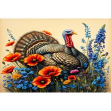 Aden Dekoratif Hindi ve Çiçekler Temalı Renkli Kanvas Tablo