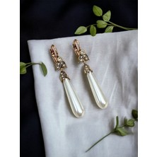 Fayra Accessories Yaprak Figürlü Su Damlası Inci Küpe