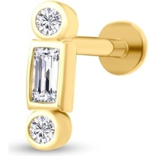 Safir Kuyumculuk Altın Baget Taşlı Tragus Piercing