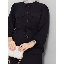 Moda Ege Ayrobin Kumaş Belden Bağlamalı Etekli Takım