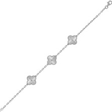 Silveranka 925 Ayar Gümüş Altın Yaldızlı Lazer İşlemeli Alhambra 3'lü Yonca Bileklik