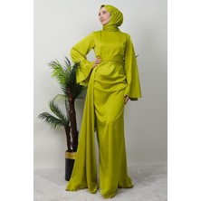 Giza Store Yasemin Saten Abiye Yağ Yeşil