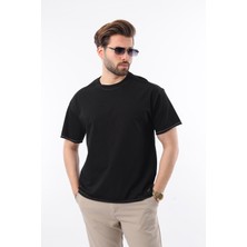  Madmext Siyah Bisiklet Yaka Basic Erkek Tişört E7105