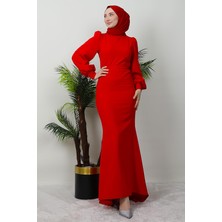 Giza Store Lavin Krep Elbise Kırmızı