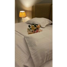 Otel Tipi 10 Adet Tek Çarşaf, Çift Kişilik 83 Tel Çizgili Saten  Pamuk 240 x 280