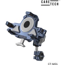 CARETECH CT-M01 Telefon Tutucu Titreşim Önleyici Aliminyum Motosiklet Gidon Ayna Montajlı 360° Ayarlanabilir
