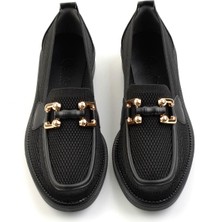 Bambi Siyah Triko   Kadın Loafer Ayakkabı K01474222282
