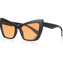 Kinary Cat Eye Kadın Güneş Gözlüğü Siyah Çerçeve Turuncu Cam 1024