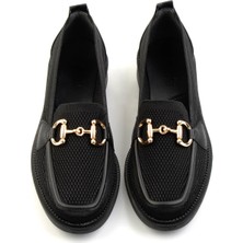 Bambi Siyah Triko   Kadın Loafer Ayakkabı K01474111182