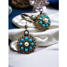 Fayra Accessories İnci ve Turkuaz Taşlı Küpe