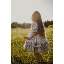 Dantel Detaylı Özel Gün Kız Çocuk Taç Aksesuarlı Abiye ELBISE_M2406