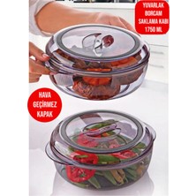 Hava Geçirmez Kapaklı Yuvarlak Borcam Saklama Kabı-Kamp/piknik Malzemesi/buzdolabı Saklama Kabı